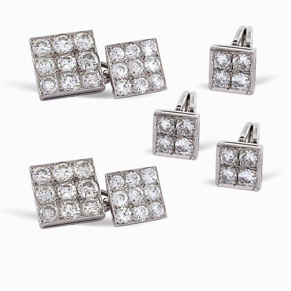 Suit-set cufflinks and three buttons  (1940/1950s)  - Auction Important Jewels & Fine Watches - Colasanti Casa d'Aste