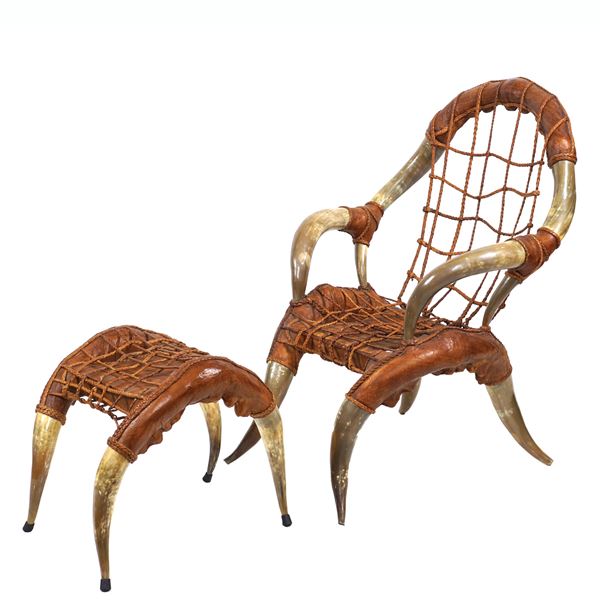 Armchair with footrest