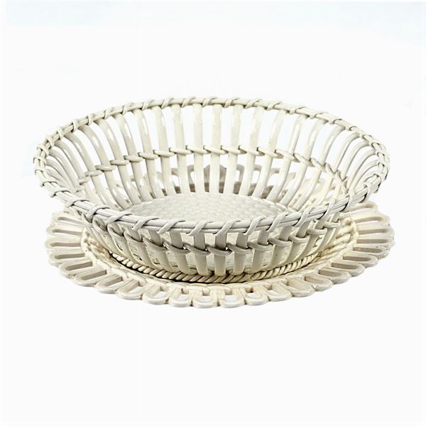 White porcelain basket and plate