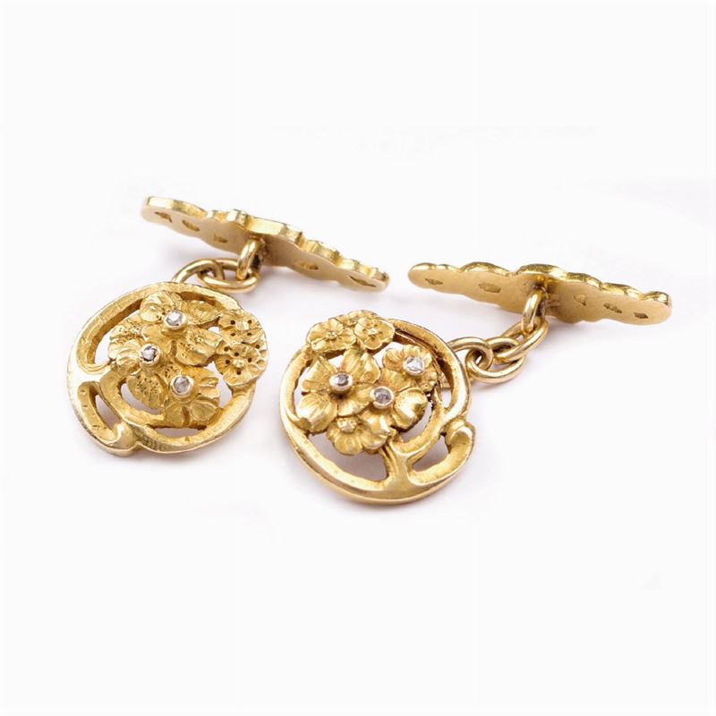 Gemelli Art Nouveau in Oro Giallo 18kt