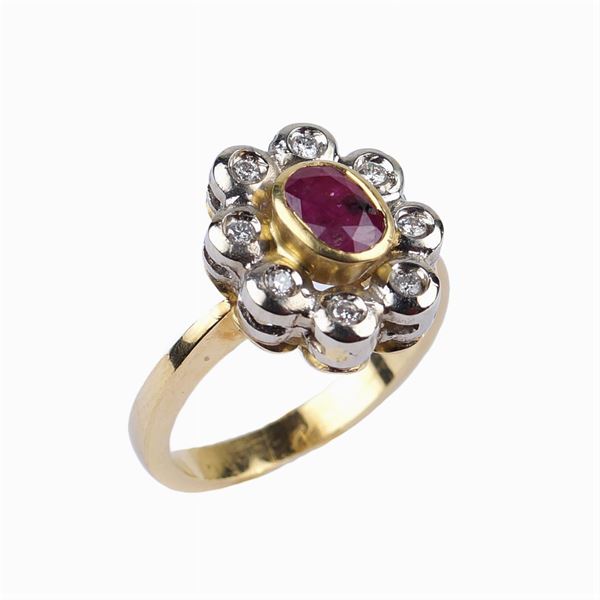 18kt gold ruby diamond ring