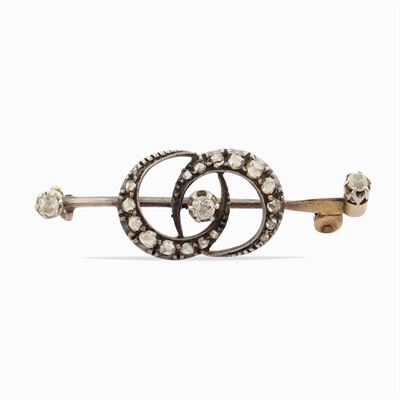 Spilla Mezzelune in Oro e Argento