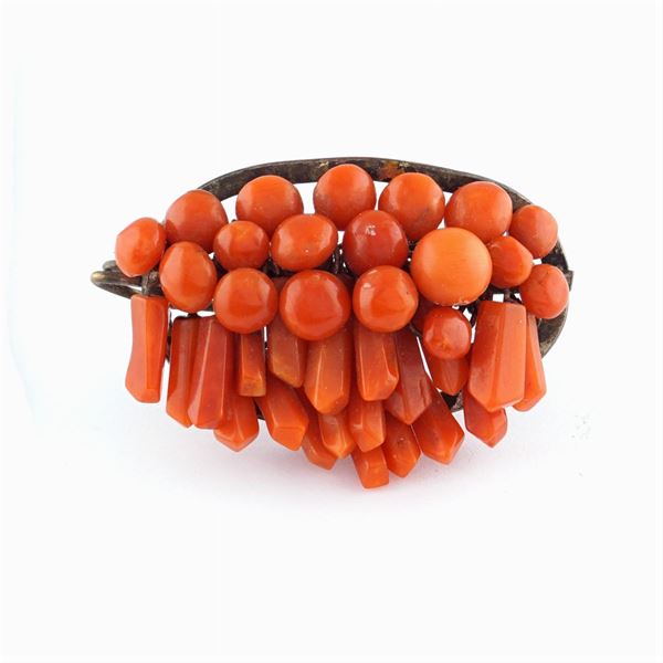 Spilla in corallo rosso meditarraneo  (primi '900)  - Asta GIOIELLI E OROLOGI - ASTA A TEMPO - III - Colasanti Casa d'Aste