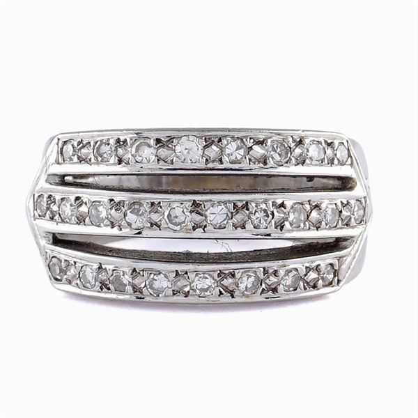A 14kt white gold and diamond ring