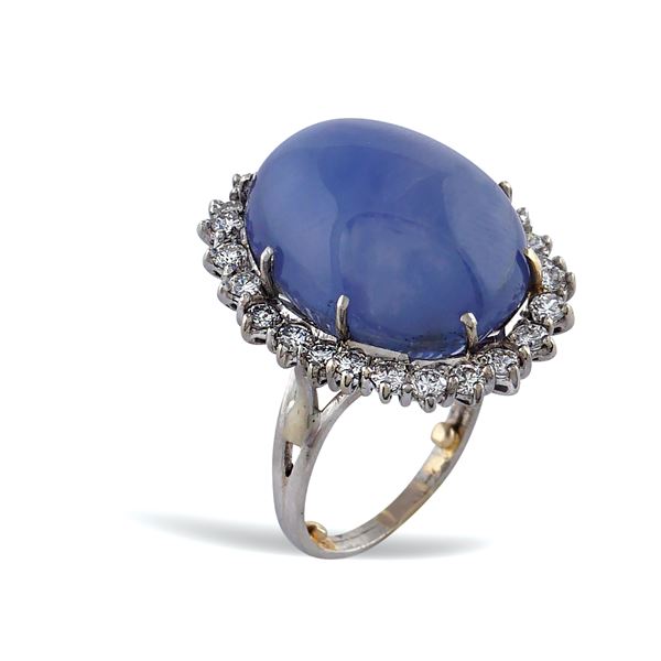 Ring with natural sapphire approx. 40 ct