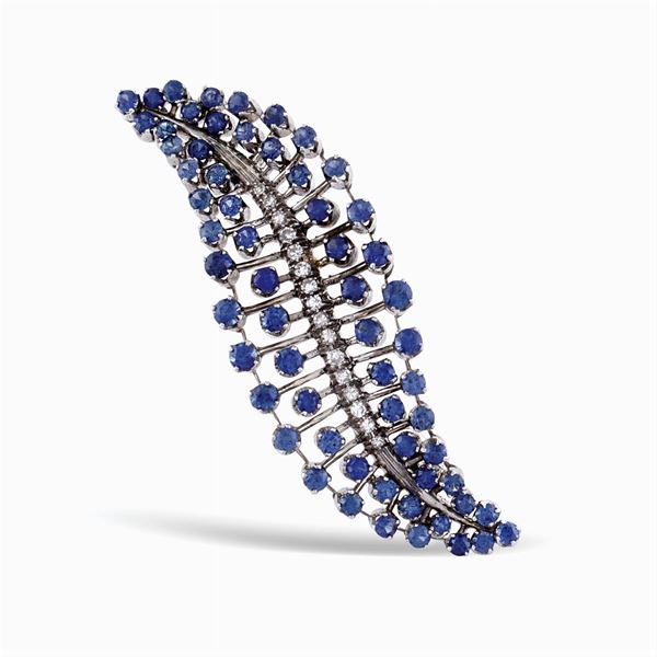 Spilla foglia in oro bianco 18kt