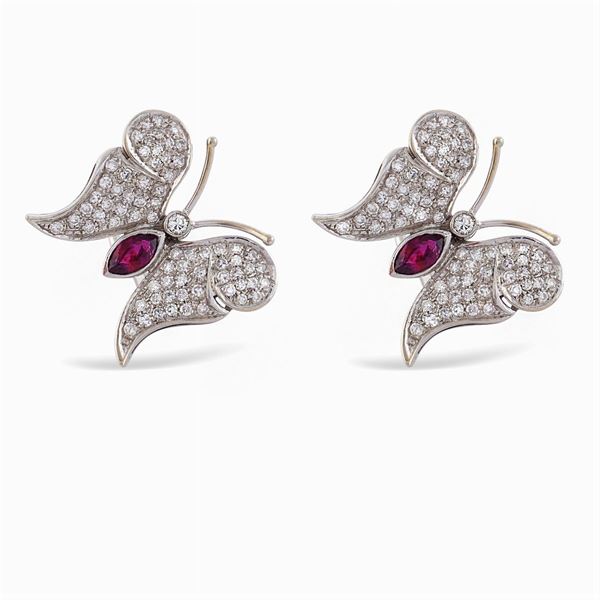 Orecchini ''farfalle'' in oro bianco 18kt  - Asta GIOIELLI E OROLOGI  - Colasanti Casa d'Aste