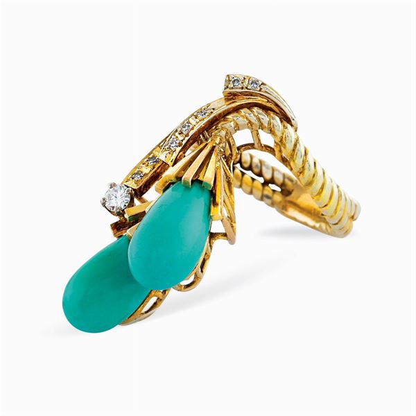 Anello scultura in oro giallo 14kt