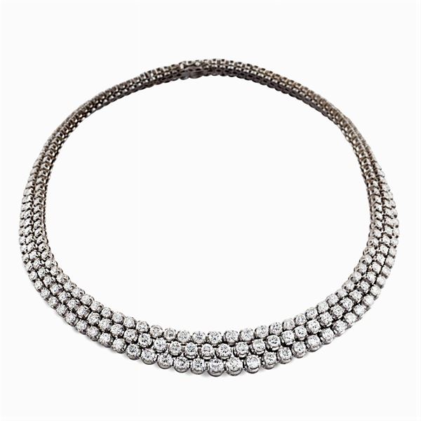 Collier semirigido in oro bianco 18kt e diamanti
