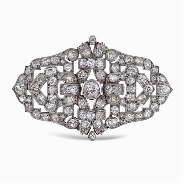 Spilla in platino e diamanti  (anni 40/50)  - Asta GIOIELLI E OROLOGI  - Colasanti Casa d'Aste