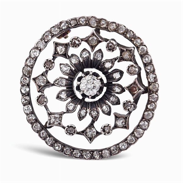 Circular silver and gold brooch  (early 20th century)  - Auction Important Jewels & Fine Watches - Colasanti Casa d'Aste