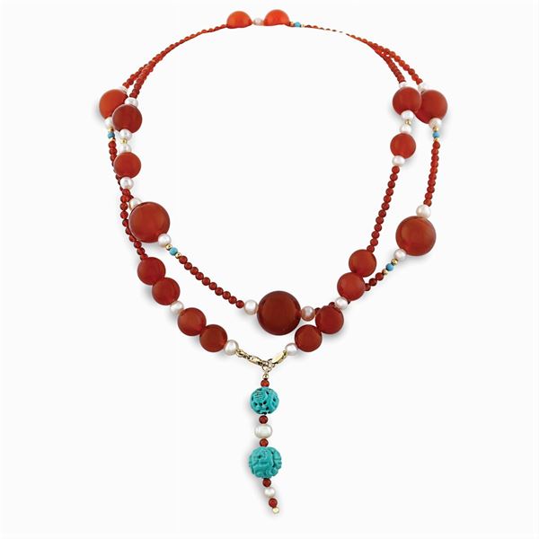 Long carnelian necklace  - Auction Important Jewels & Fine Watches - Colasanti Casa d'Aste