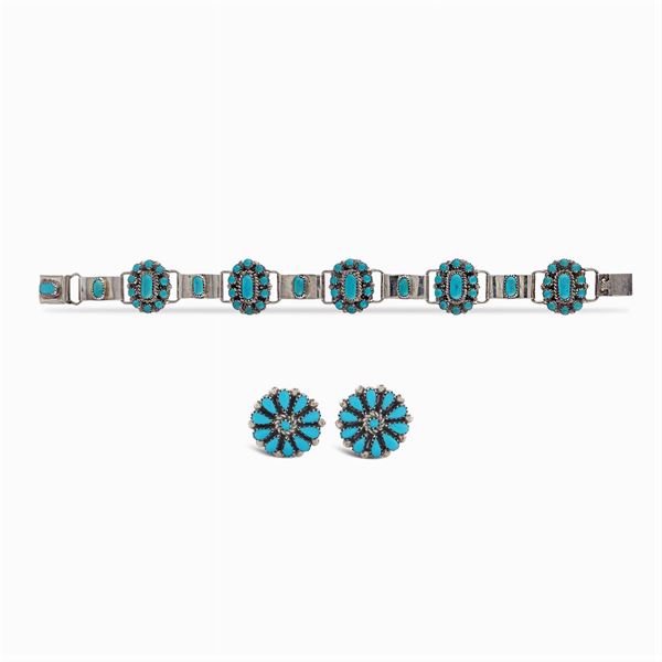 Parure in argento e smalto turchese
