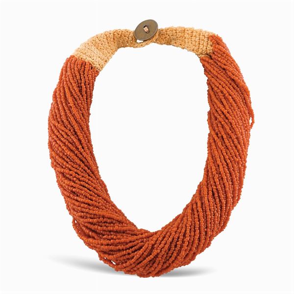 Red coral torchon collier