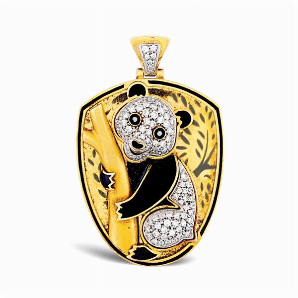 Pendente in oro giallo e bianco 18kt