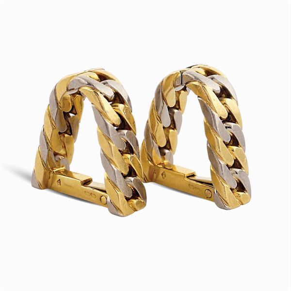 Hermes, gemelli in oro a due colori 18kt