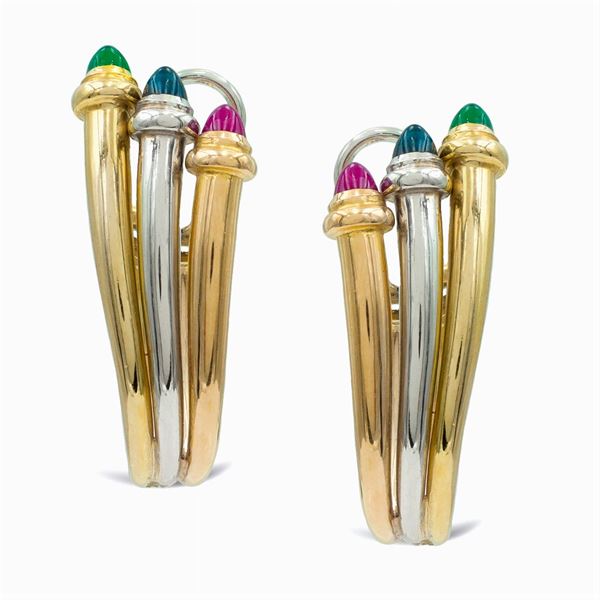 Orecchini in oro a tre colori 18kt