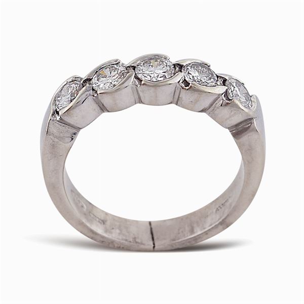 18kt white gold and diamond riviere ring