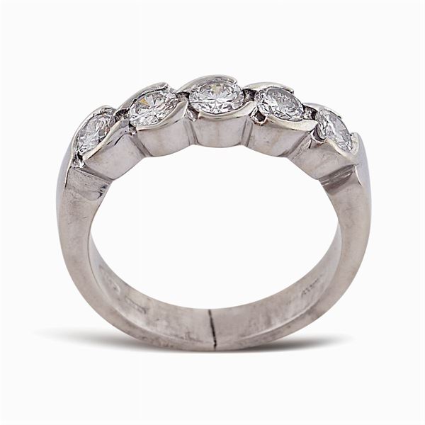 Anello riviere in oro bianco 18kt e diamanti