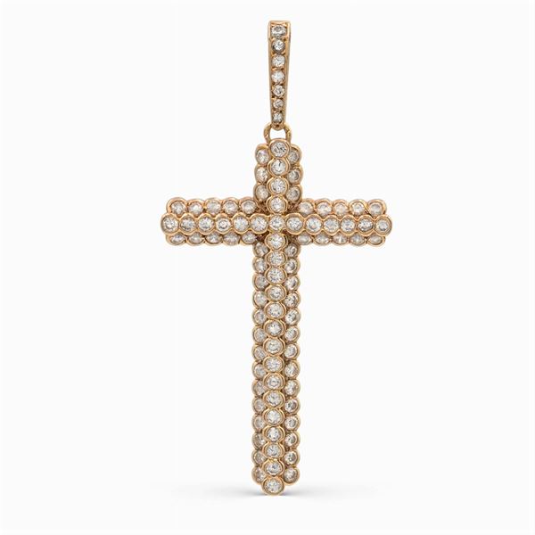 Cartier, pendente croce in oro giallo 18kt