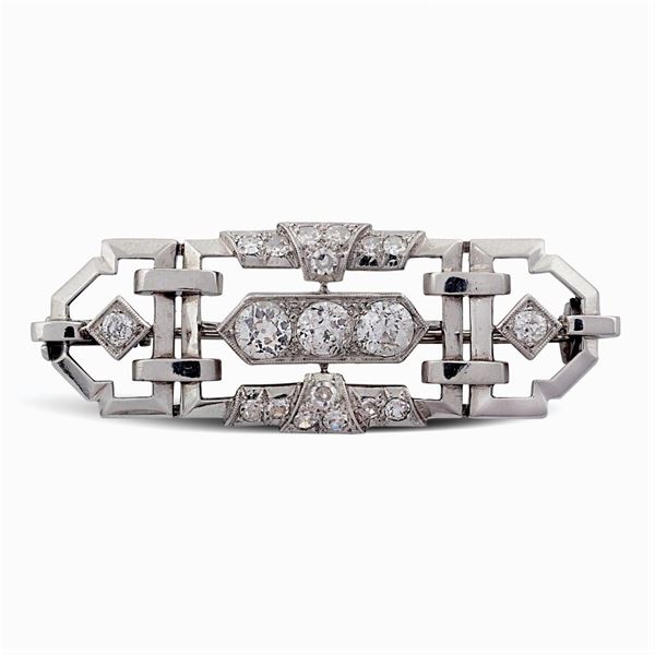 Platinum and diamond brooch  (Deco')  - Auction Important Jewels & Fine Watches - Colasanti Casa d'Aste