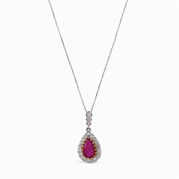 Pendant with natural Burmese ruby