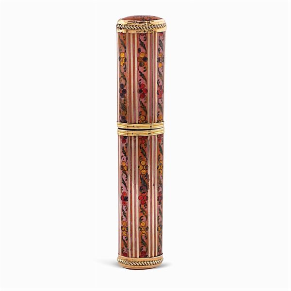 Porta aghi in oro giallo 18kt e smalti