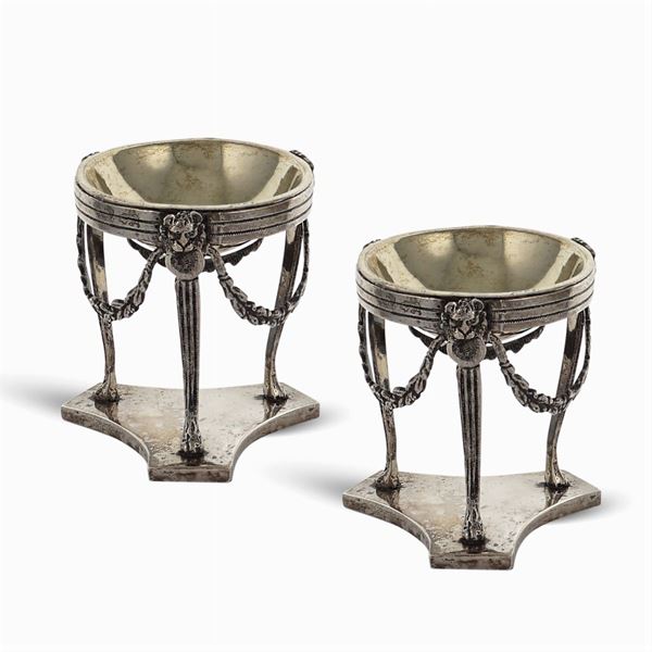 Pair of silver salt cellars  (Rome, 19th century)  - Auction Fine Silver & The Art of the Table - Colasanti Casa d'Aste