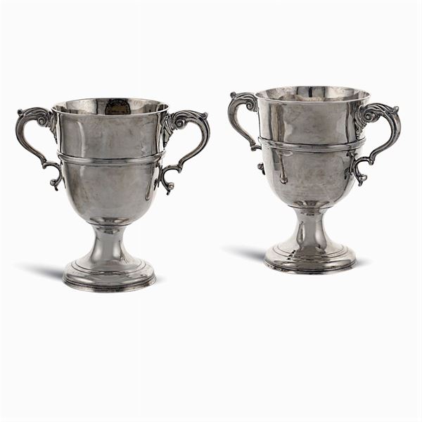 Pair of two-handled silver cups