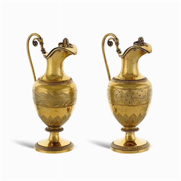 Pair of vermeil ampoules