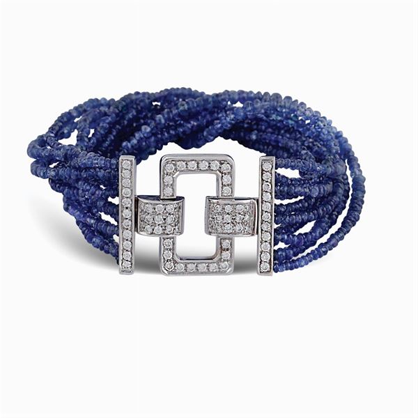 Bracciale in oro bianco 18kt e zaffiri