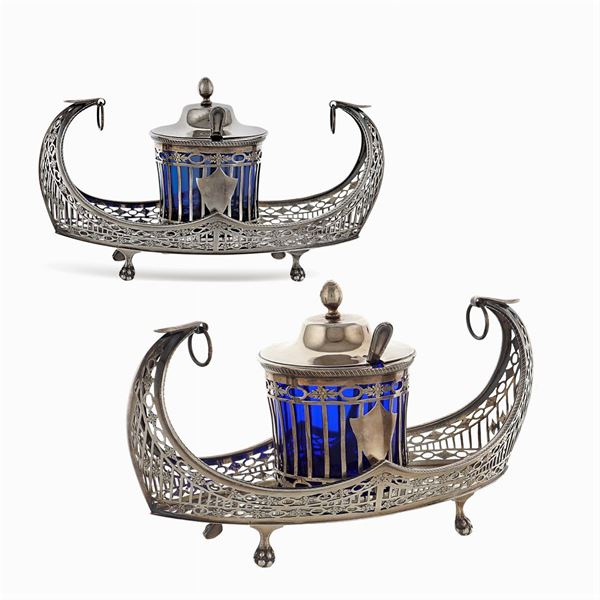 Pair of silver mustard pots