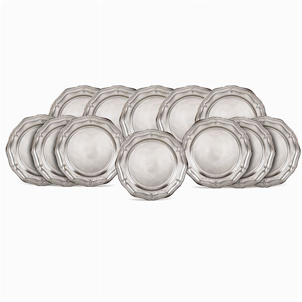 Twelve silver plates