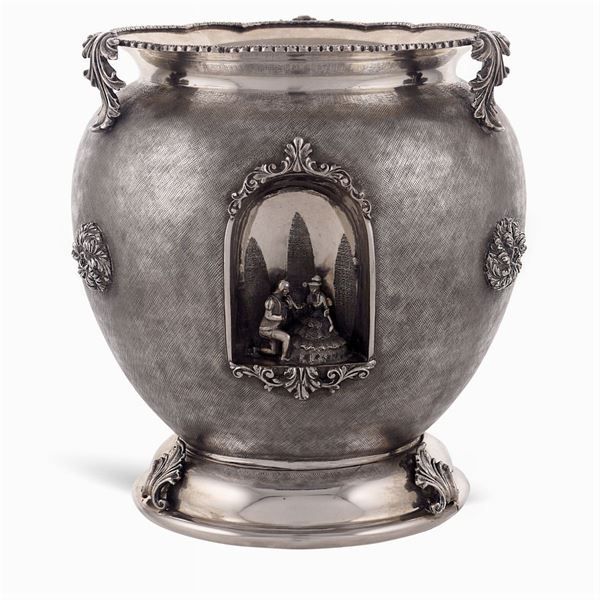 Circular silver vase