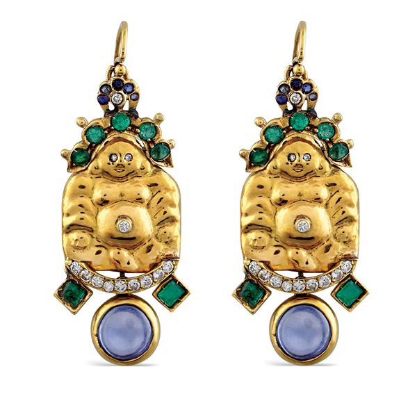 Filippo Moroni, "Buddha" pendant earrings
