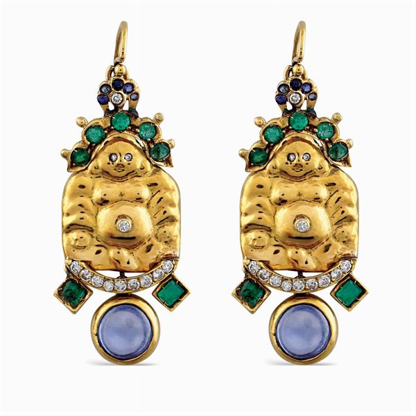 Filippo Moroni, "Buddha" pendant earrings