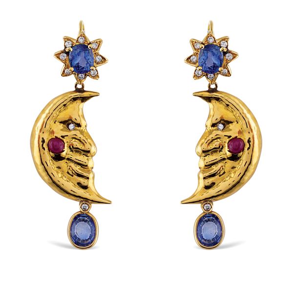Filippo Moroni, "Luna" pendant earrings