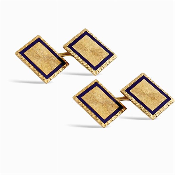Gemelli rettangolari in oro giallo 18kt