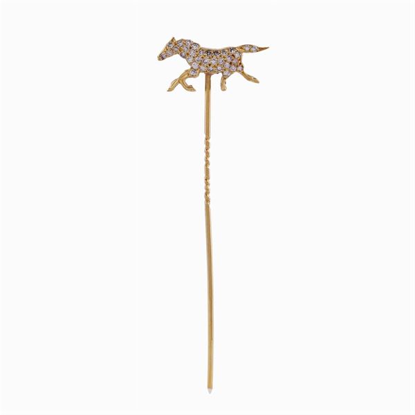 18kt gold horse shaped long pin