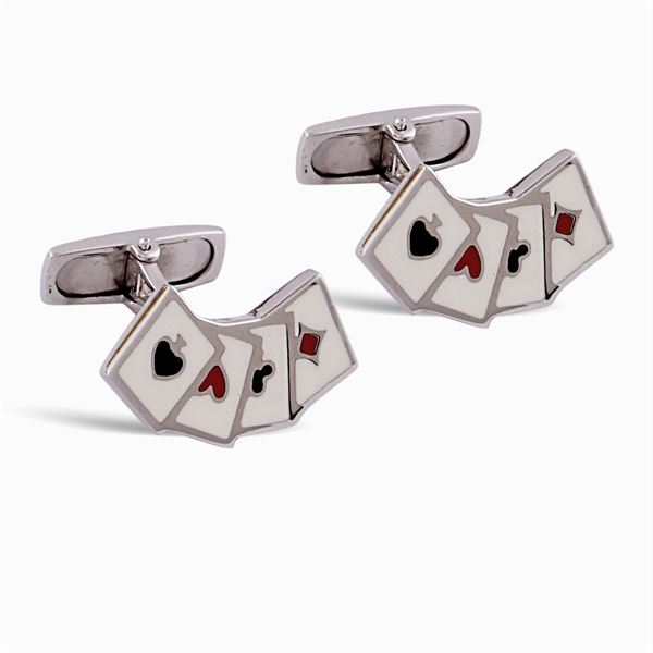 Gemelli carte da gioco in oro bianco 18kt