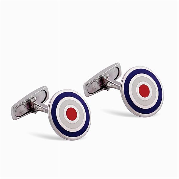 18kt white gold circular cufflinks