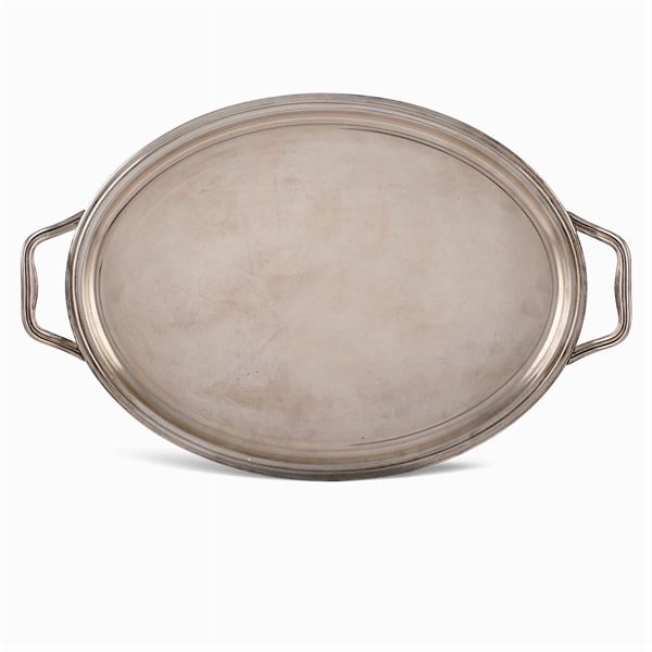 Two-handled oval silver tray  (Italy, 20th century)  - Auction Fine Silver & The Art of the Table - Colasanti Casa d'Aste