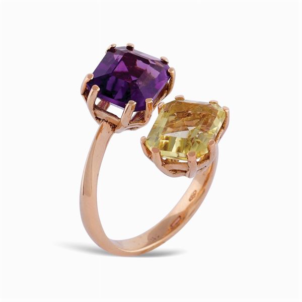 Anello contrarié in oro rosa 18kt