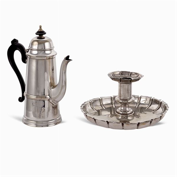Group of silvered metal objects (2)