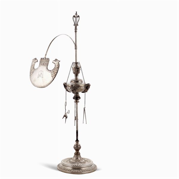 Silver oil lamp  (Rome, 19th-20th century)  - Auction Fine Silver & The Art of the Table - Colasanti Casa d'Aste