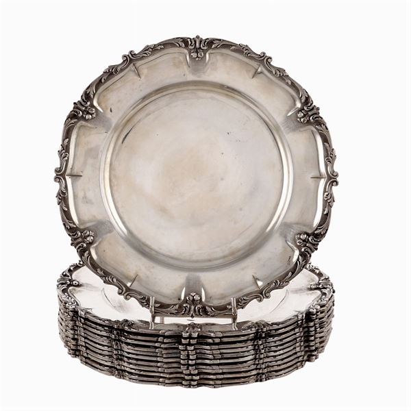 Twelve silver plates