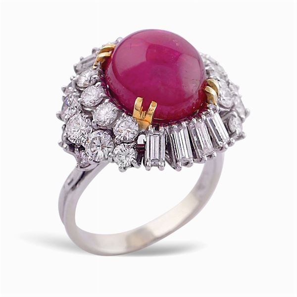 Ring with natural Burmese ruby approx. 8,10 ct