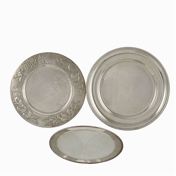Group of three silver trays