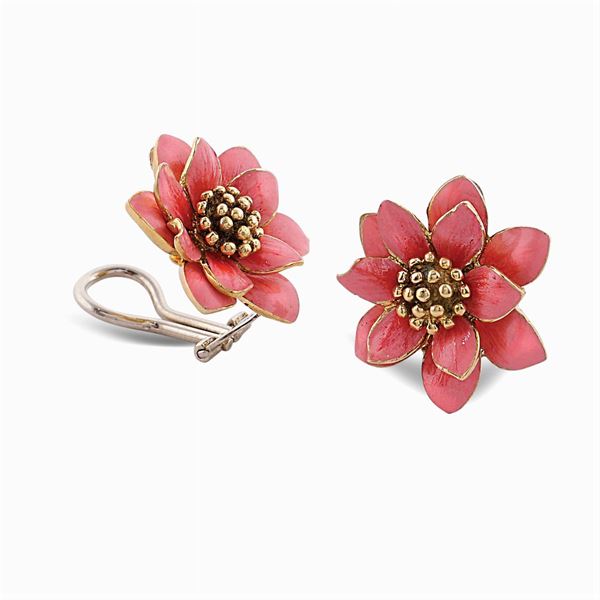 Orecchini a fiore in oro giallo 18kt