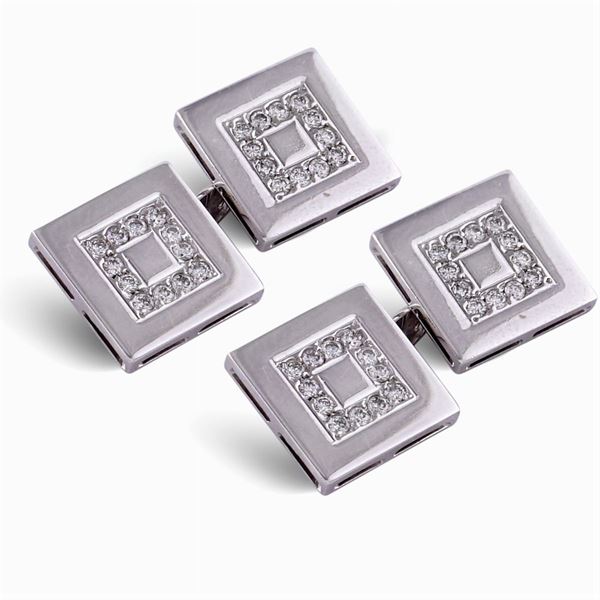 Gemelli quadrati in oro bianco 18kt